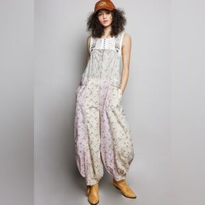 POL Blush Meadow Balloon-Leg Overalls